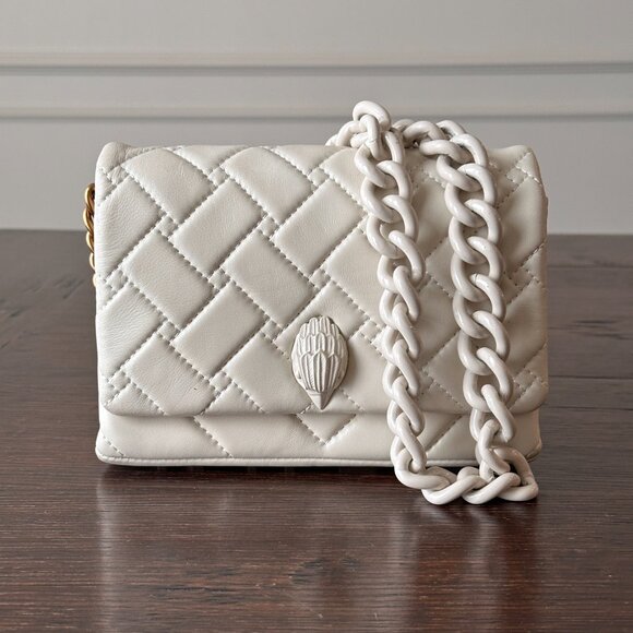 Kurt Geiger Handbags - Kurt Geiger Mini Kensington Quilted Crossbody Bag - Cream & Gold London Chic